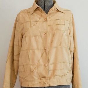 Vintage Y2K patchwork faux suede shacket